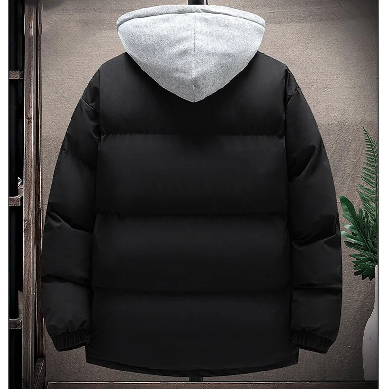 Casual heren-Pufferjas met polokraag, capuchon en dubbele rijgsluiting Perfect voor herfst/winter