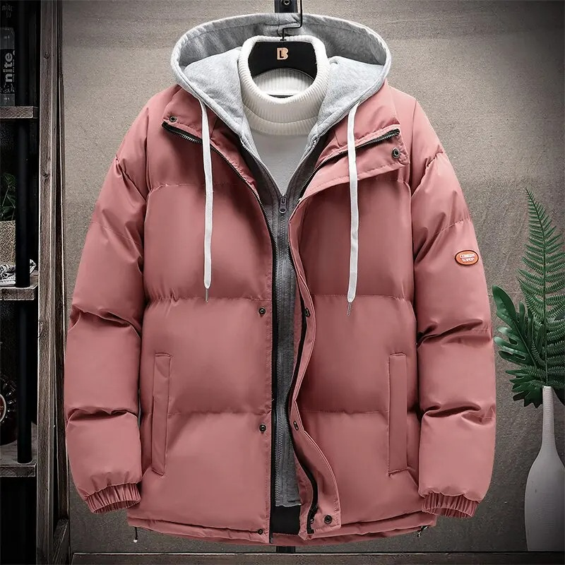 Casual heren-Pufferjas met polokraag, capuchon en dubbele rijgsluiting Perfect voor herfst/winter