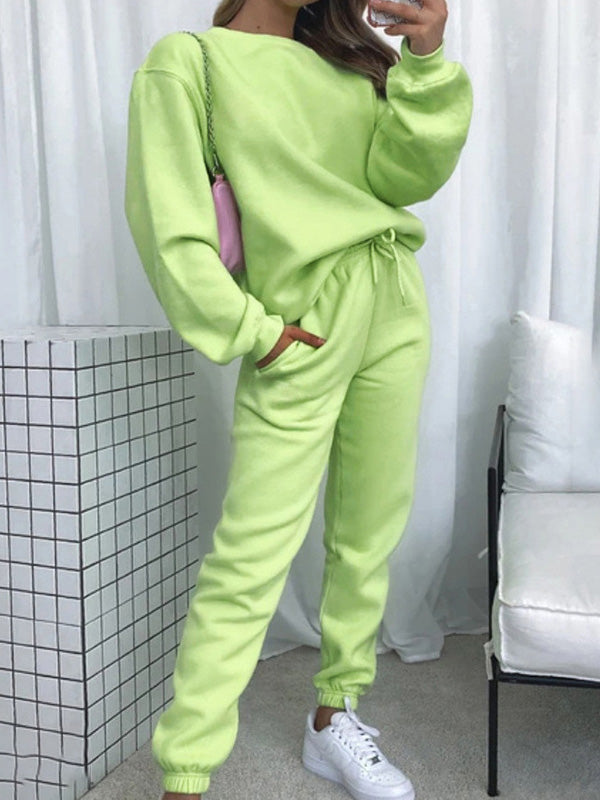 Selah | Effen gekleurde crewneck hoodie & broek tweedelige set voor dames - Casual, comfortabele loungewear