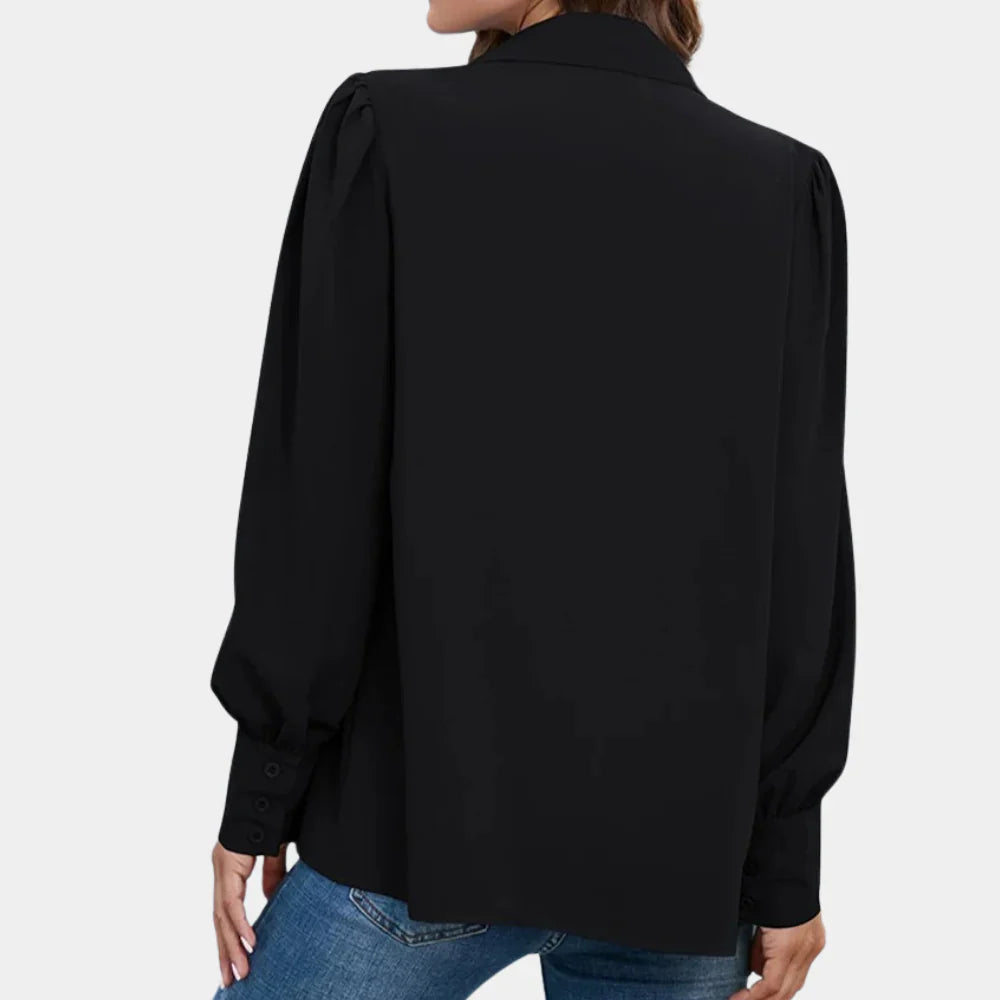 Luna - Elegante Geplooide Damesblouse met Lange Mouwen