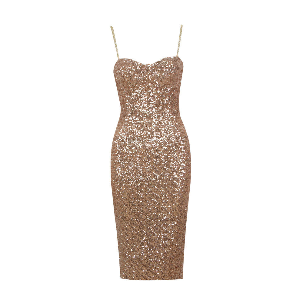 Adele| Glanzend Midi-Jurk met Rits