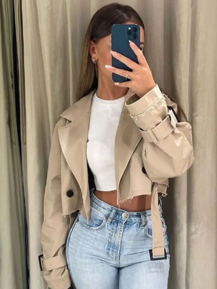 Amara - Cropped trenchcoat voor dames